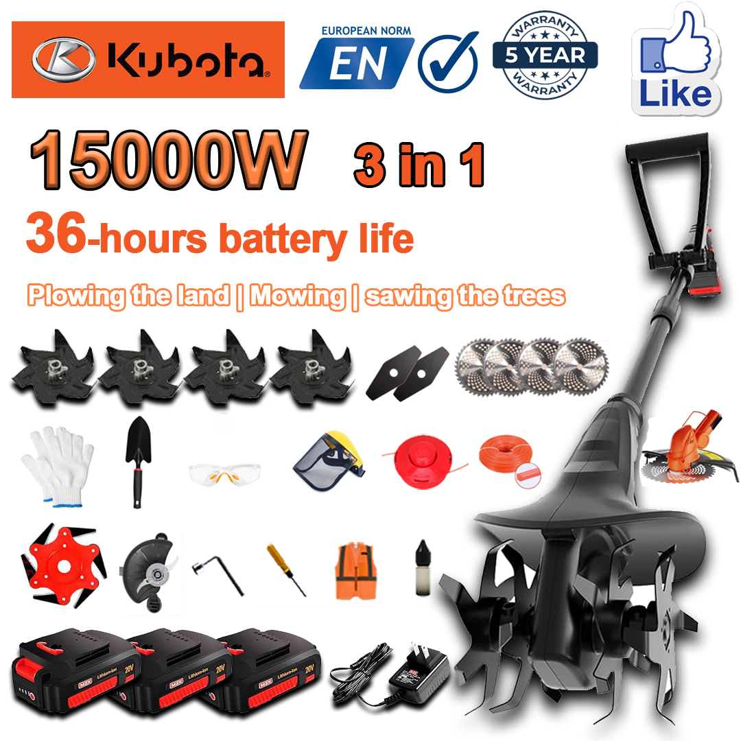 (Żywotność baterii 36 godzin) Pług 15000 W + bateria litowa 96 V * 3 + szybka ładowarka * 1 + łopata * 1 + głowica prosta * 2 + ostrze pługa * 4 + brzeszczot piły tarczowej * 4 + brzeszczot ze stopu * 1 + brzeszczot * 1 + lina do cięcia * 1 + różne akcesoria